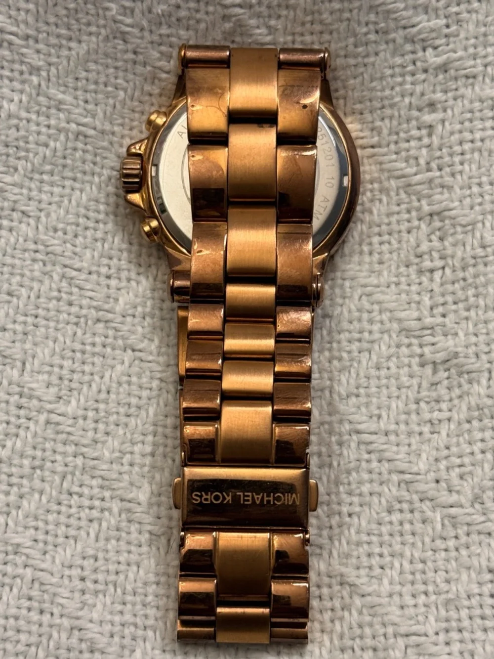 Michael Kors Rose Gold Rhinestone Metal Link Wrist Watch #7